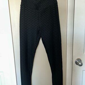 Black Textured Leggings